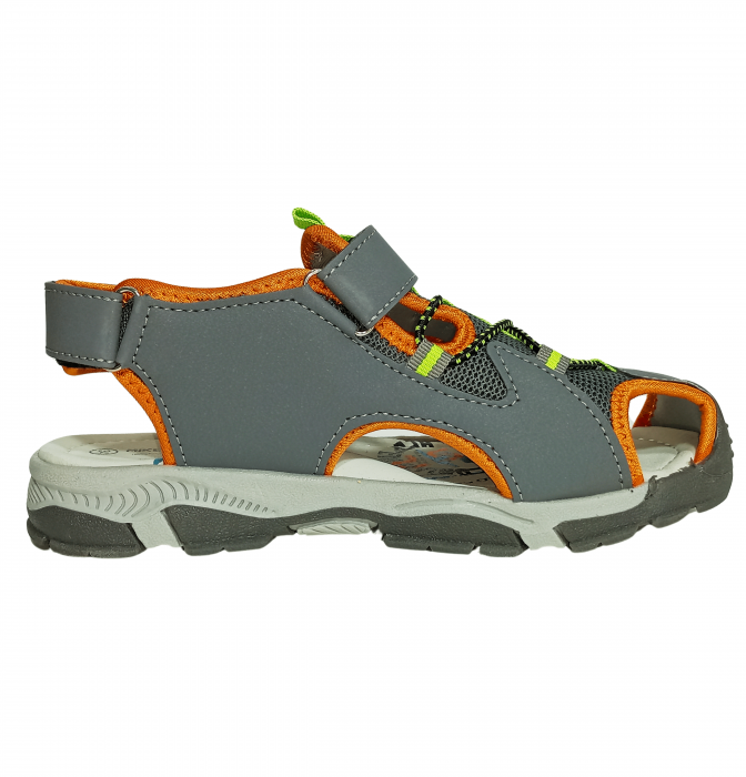 Sandale inchise baieti, Mikelo Shoes, Grey scratch sandal, piele ecologica, [11]