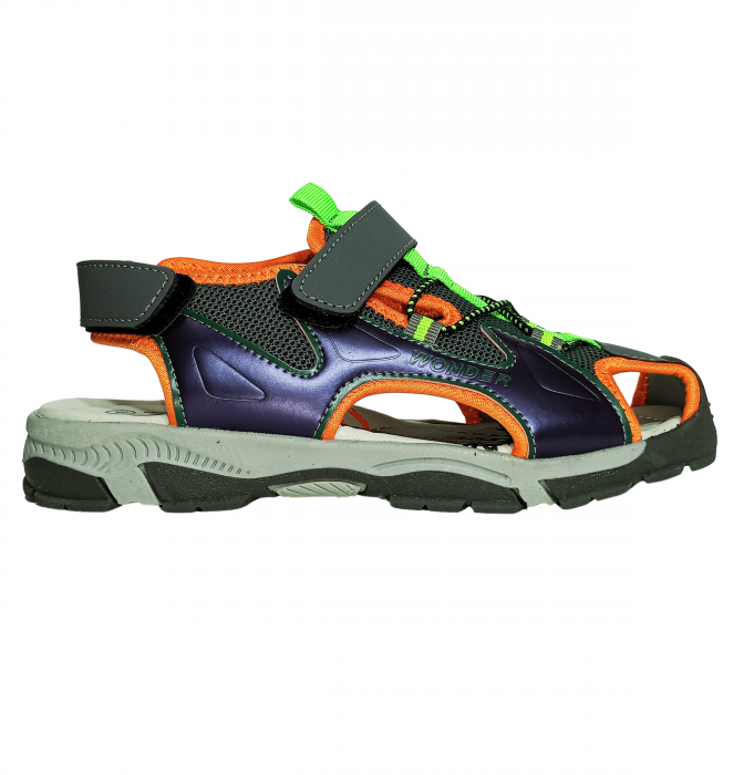 Sandale inchise baieti, Mikelo Shoes, Grey scratch sandal, piele ecologica, [1]