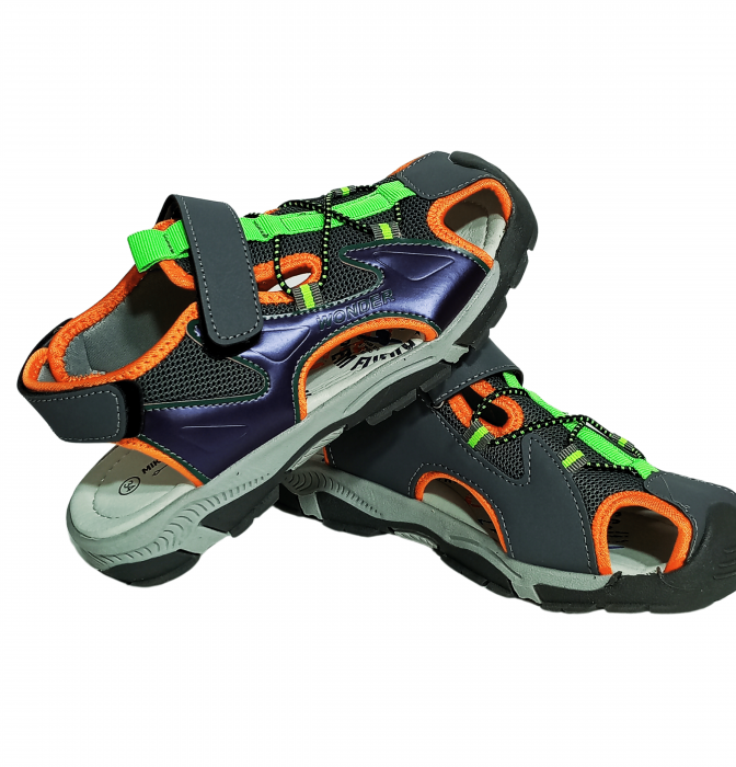 Sandale inchise baieti, Mikelo Shoes, Grey scratch sandal, piele ecologica, [10]