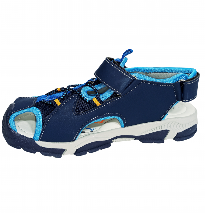 Sandale inchise baieti, Mikelo Shoes, Navy scratch sandal, piele ecologica, [9]
