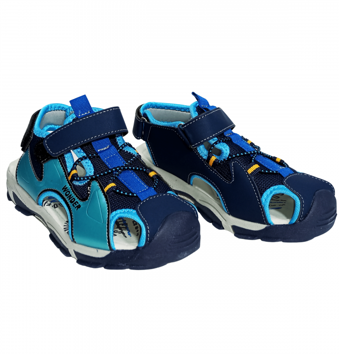 Sandale inchise baieti, Mikelo Shoes, Navy scratch sandal, piele ecologica, [3]