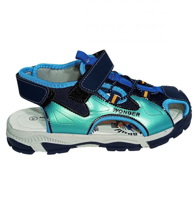 Sandale inchise baieti, Mikelo Shoes, Navy scratch sandal, piele ecologica, [11]