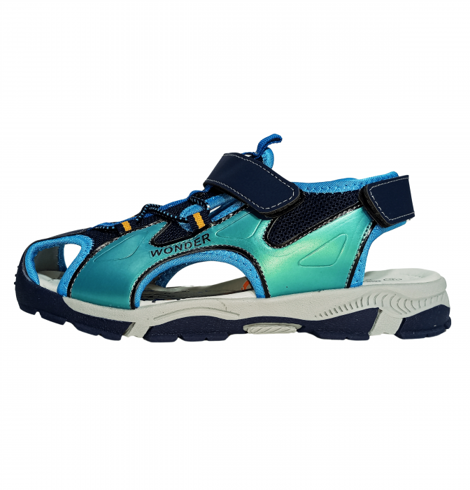 Sandale inchise baieti, Mikelo Shoes, Navy scratch sandal, piele ecologica, [2]
