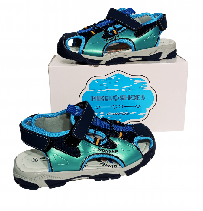 Sandale inchise baieti, Mikelo Shoes, Navy scratch sandal, piele ecologica, [13]