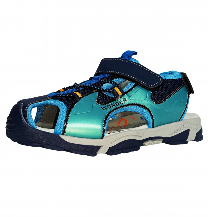 Sandale inchise baieti, Mikelo Shoes, Navy scratch sandal, piele ecologica, [12]