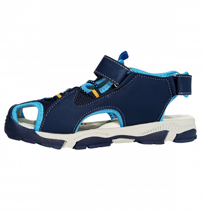 Sandale inchise baieti, Mikelo Shoes, Navy scratch sandal, piele ecologica, [5]