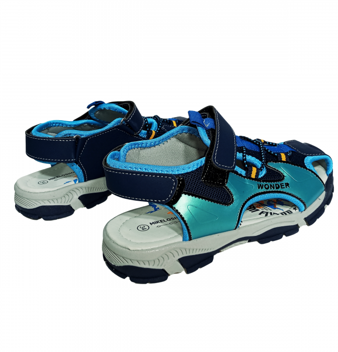 Sandale inchise baieti, Mikelo Shoes, Navy scratch sandal, piele ecologica, [4]