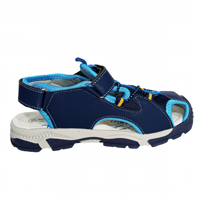Sandale inchise baieti, Mikelo Shoes, Navy scratch sandal, piele ecologica, [6]