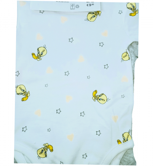 Set 2 body copii, LOONEY TUNES, Tweety, Bumbac, 6-9 luni, [5]