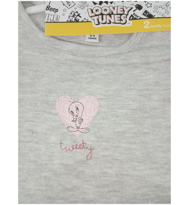Set 2 body copii, LOONEY TUNES, Tweety, Bumbac, 6-9 luni, [4]
