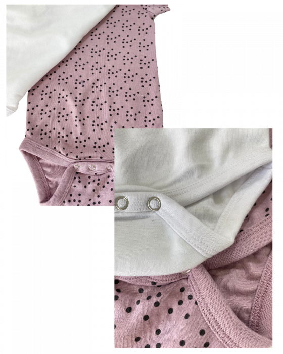Set 2 body fete cu mÃ¢neca scurta mov cu alb 74 cm [2]