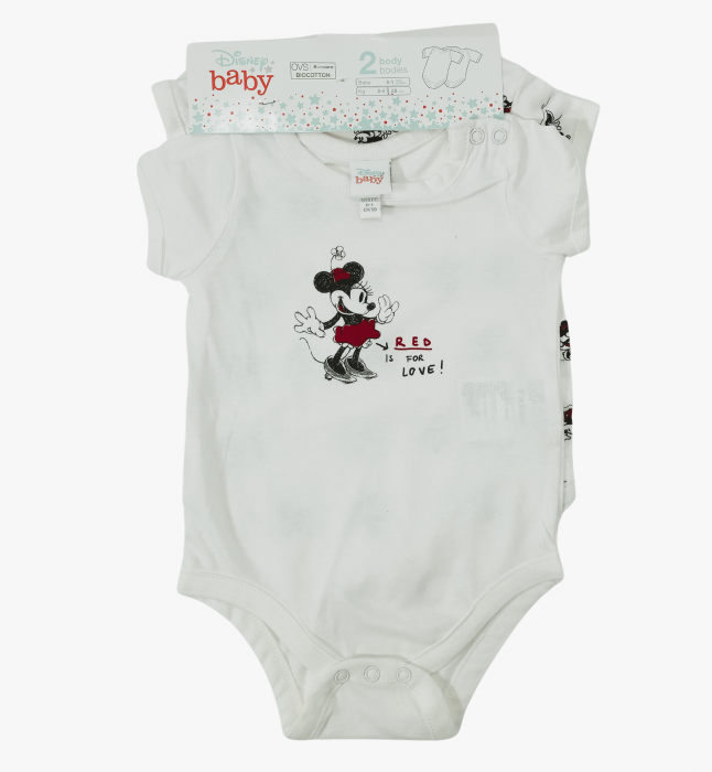Set 2 Body fete OVS, Disney - Minnie & Mickey Mouse, Bumbac BIO, nou nascut, [1]