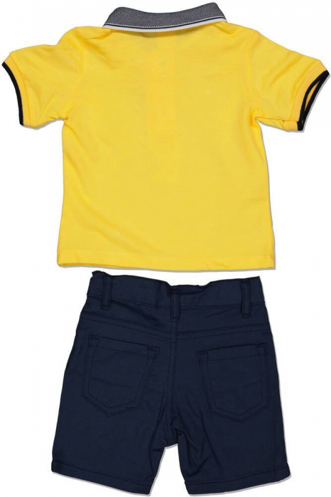 Set 2 piese baieti, SANI, Little boy, Bumbac, Galben, 74 cm, 9 luni [2]