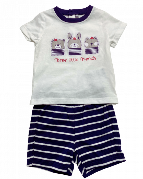 Set 2 piese baieti pantaloni scurti si tricou - Three Little friends [1]