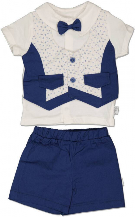Set 2 piese baieti , Jolly Joy, Stil, Bumbac/poliester, Albastru indigo, 80 CM, 12-18 luni [1]