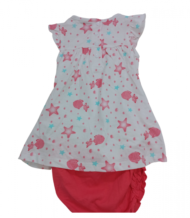 Set 2 piese fete, OVS, rochie si chilot, bumbac, Alb & Roz, 62 CM, 3-6 luni [2]