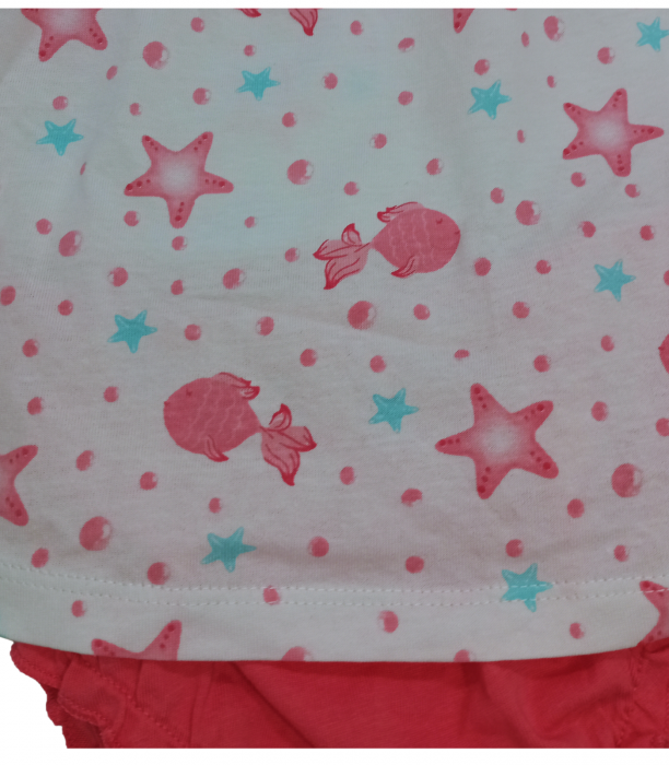Set 2 piese fete, OVS, rochie si chilot, bumbac, Alb & Roz, 62 CM, 3-6 luni [4]