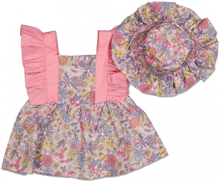 Set 2 piese fete, TOFIGO, Flower power, Bumbac, Multicolor, 74 CM, 9-12 luni [1]