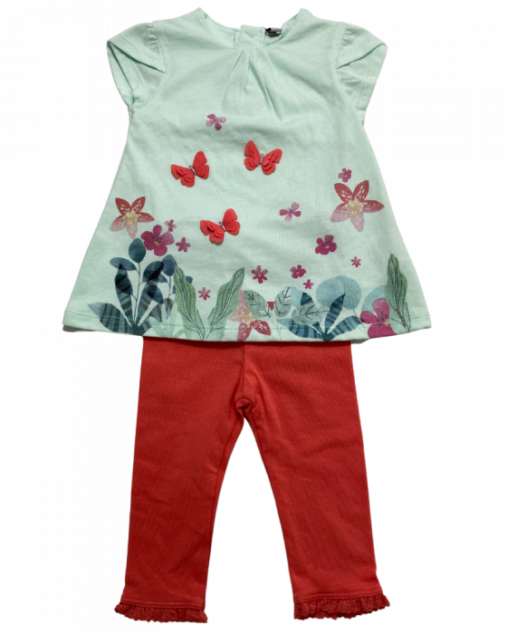 Set 2 piese fete tricou rochita si pantaloni - Butterflies [1]