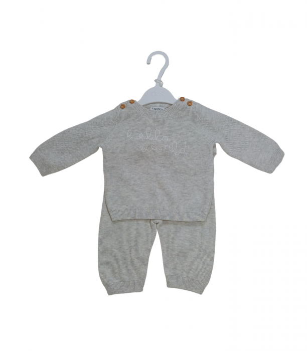 Set 2 piese, OVS, pantaloni si pulover tricotate, Bumbac organic, Gri [1]