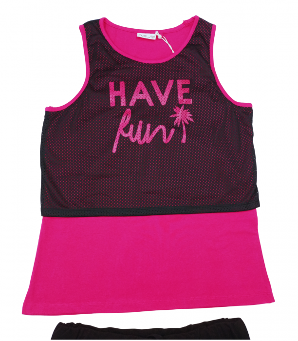 Set 2 piese sport fete, OVS, Bumbac organic/poliester, Roz & Negru, 170 CM, 14+ ani [2]