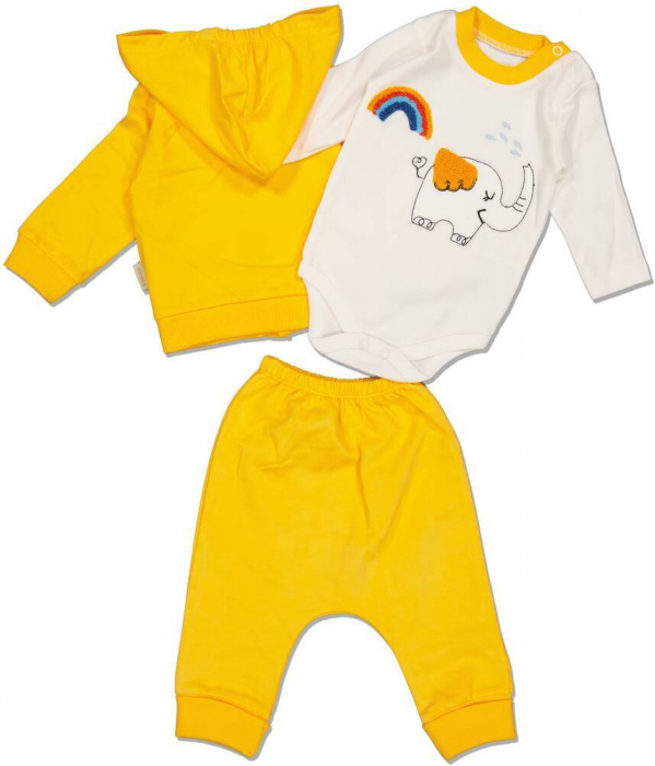 Compleu 3 piese copii, Babyim, Happy elephant, Bumbac, [3]