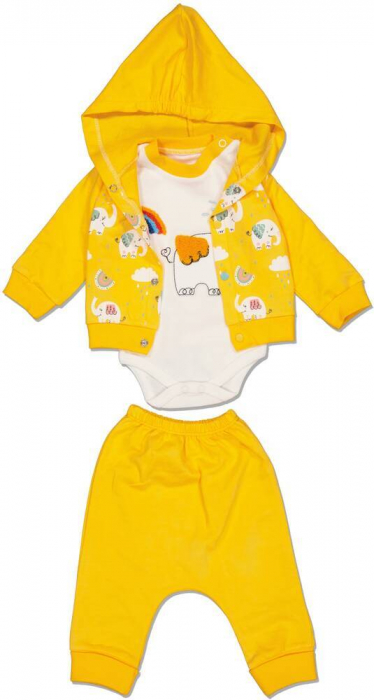 Compleu 3 piese copii, Babyim, Happy elephant, Bumbac, [1]