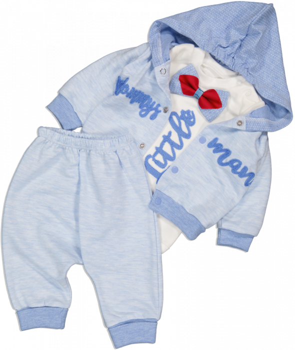 Set 3 piese, baieti, Babyim, hanorac, body si pantaloni,Bumbac, [1]