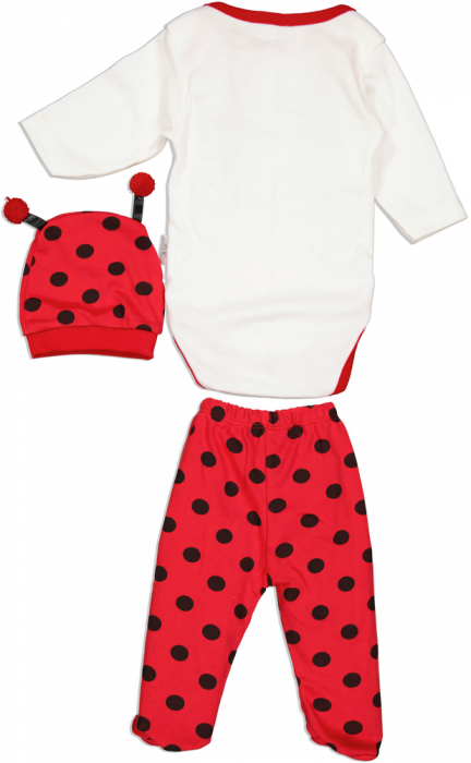 Compleu pentru bebelusi din 3 piese, Minibird Baby, buburuza, bumbac, [2]