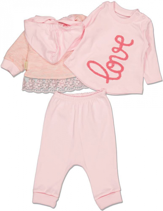 Compleu 3 piese fete, Babyim, broderie, dantela si floricele, bumbac si poliester, [2]