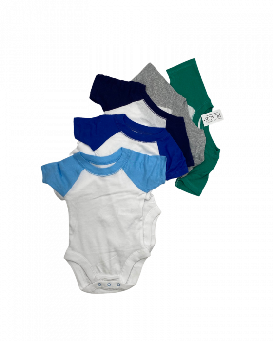 Set 5 body cu maneca scurta baieti alb/gri/verde/albastru - 3-6 luni [1]