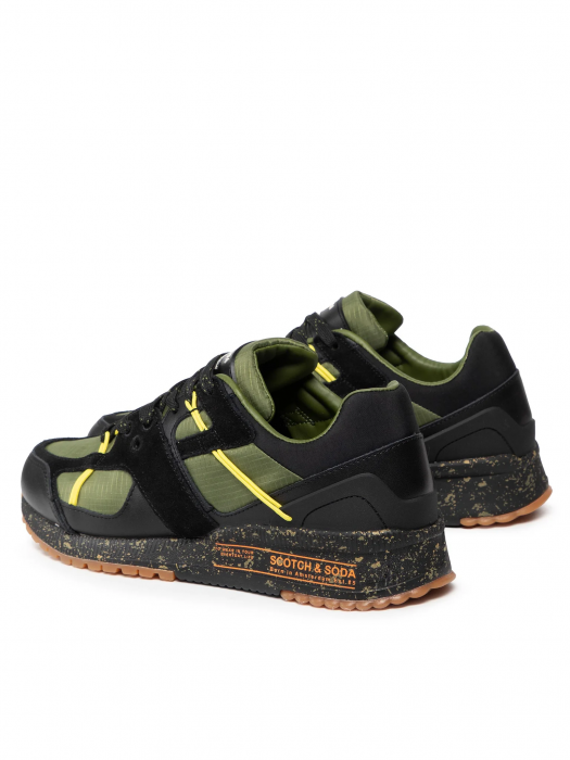 Pantofi sport cu insertii de piele Vivex 23839408 Black-Green multi S016 [5]