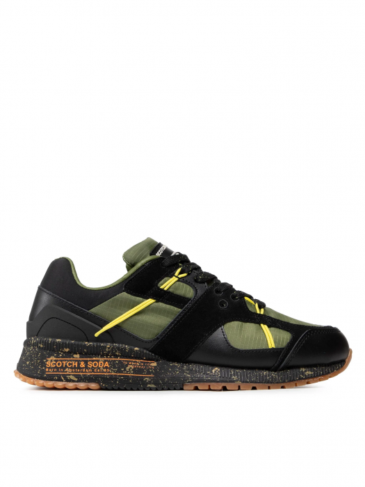 Pantofi sport cu insertii de piele Vivex 23839408 Black-Green multi S016 [3]
