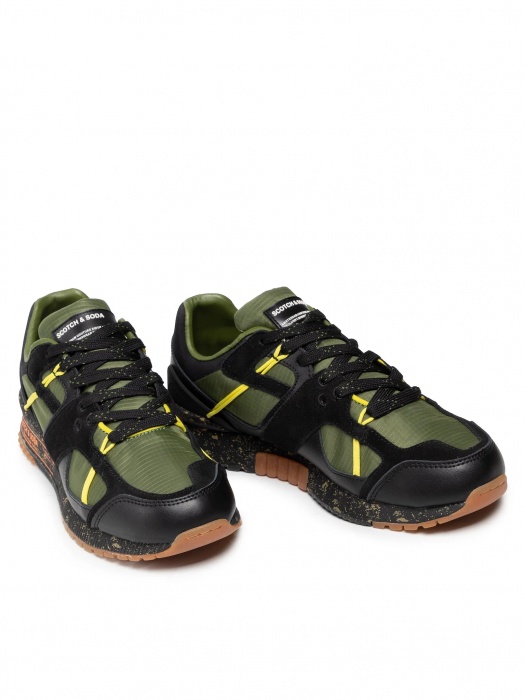 Pantofi sport cu insertii de piele Vivex 23839408 Black-Green multi S016 [4]