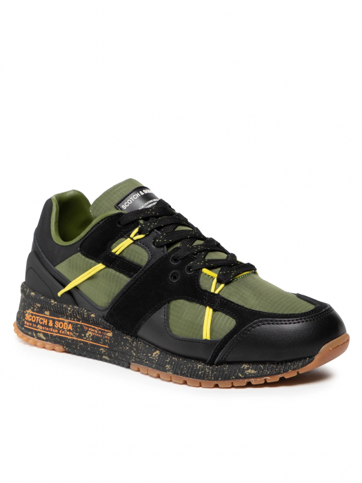 Pantofi sport cu insertii de piele Vivex 23839408 Black-Green multi S016 [1]