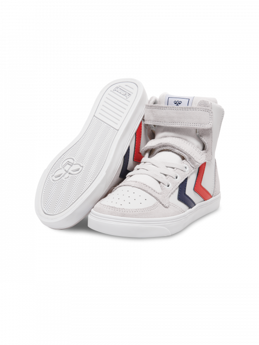 Pantofi sport copii profil inalt din piele si piele intoarsa, Hummel, Slimmer Stadil Leather High Jr, [3]