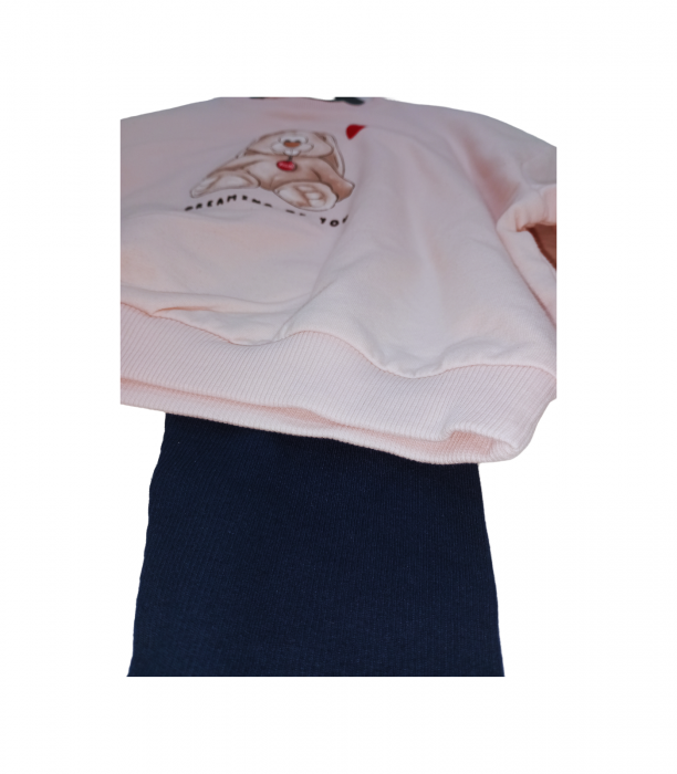 Trening fete 2 piese, OVS, Iepuras, Bumbac/elastan, Roz & Bleumarin, 80 CM, 12-18 luni [3]