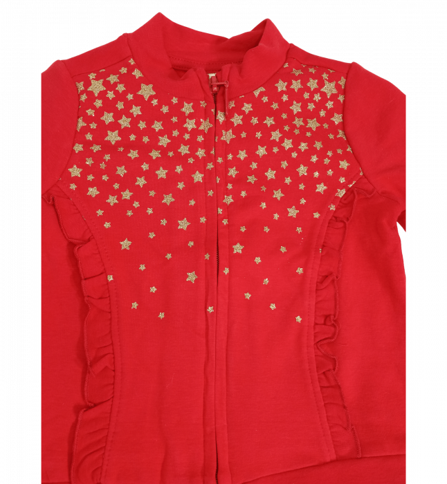 Trening flausat fete, OVS, Stelute aurii, pantaloni si bluza cu fermoar, Bumbac, 18-24 luni [3]