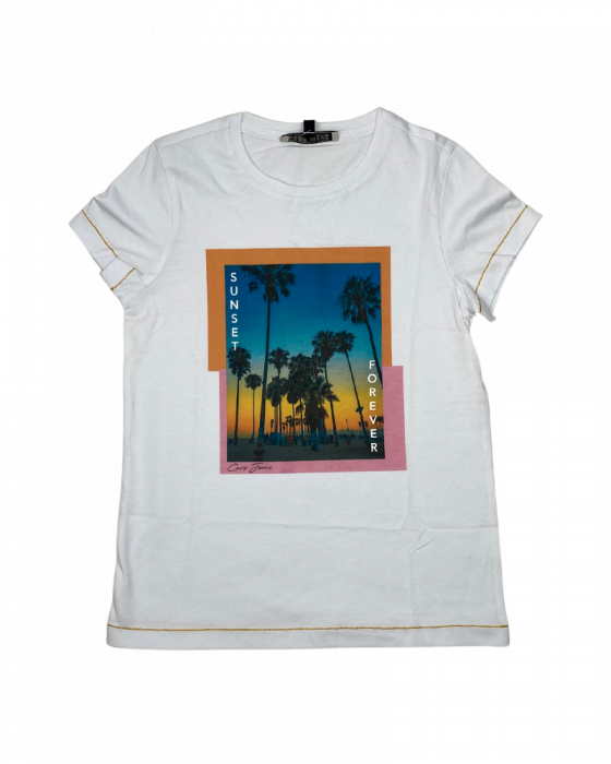 Tricou alb - Sunset forever [1]