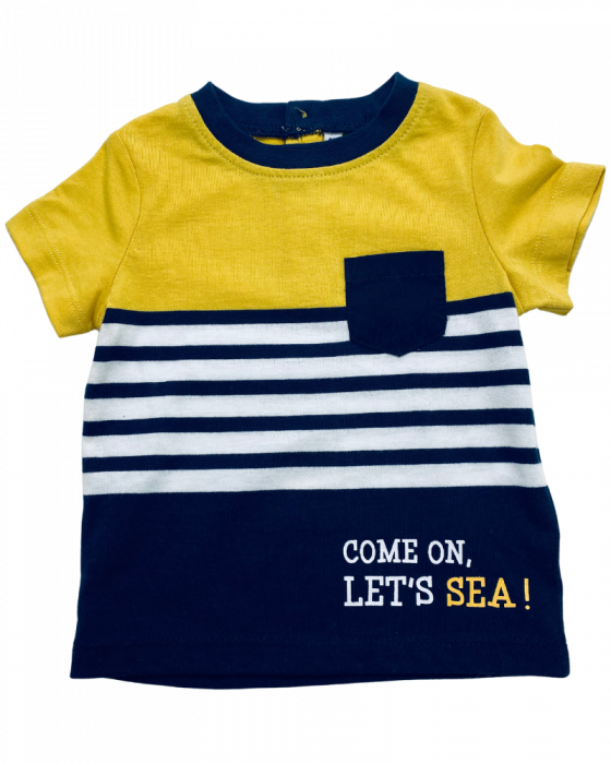 Tricou bÄƒieÈ›i albastru inchis cu galben - Come on, let's SEA ! [1]
