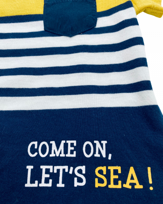 Tricou bÄƒieÈ›i albastru inchis cu galben - Come on, let's SEA ! [2]