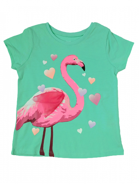 Tricou fete, Garanimals, Flamingo, Bumbac, Turcoaz, 108 CM, 4 ani [3]