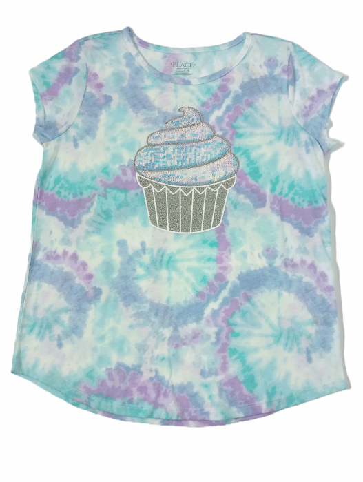 Tricou fete, The Children's PLACE, Cupcake Tie Dye Top - Azureus, bumbac, 16 ani, [3]