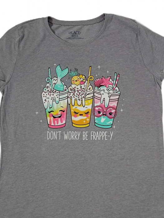 Tricou fete, The Children's PLACE, Don't worry be frappe-y, bumbac/poliester, 16 ani [2]