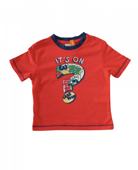Tricou pentru bebe, OVS, Text colorat, Bumbac, Rosu, 68 CM, 6-9 luni [1]
