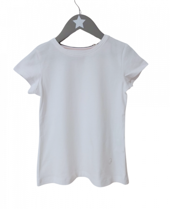 Tricou fete, OVS, Basic - Logo, Bumbac organic, Alb, 104 CM, 3-4 ani [1]