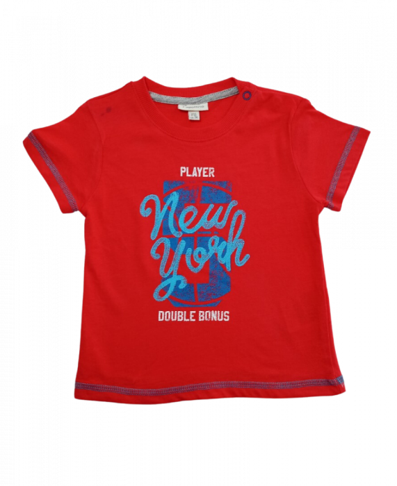 Tricou pentru fetite, OVS, imprimeu text, Bumbac, Rosu, 74 CM, 9-12 luni [1]