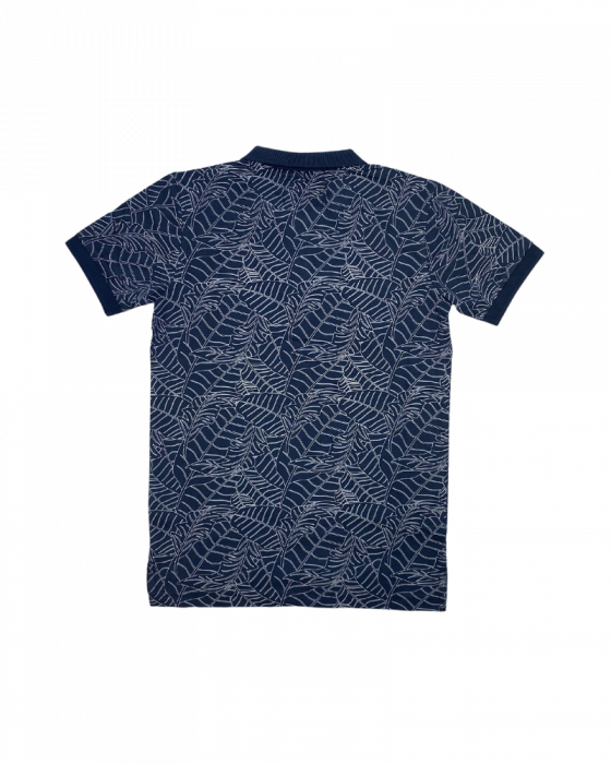 Tricou polo albastru inchis cu ferigi [2]