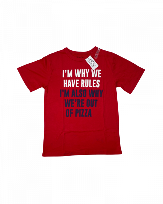 Tricou fete, The Children's PLACE, Why we have rules, Bumbac, Rosu, 134 cm, 9 ani [1]