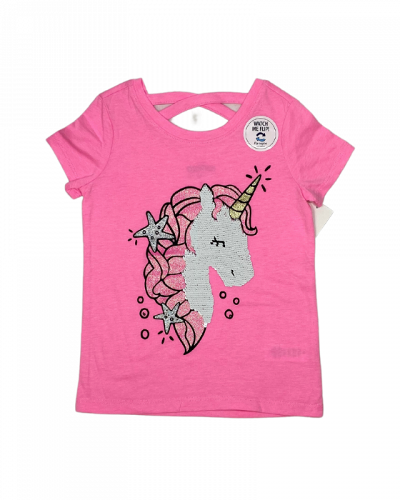 Tricou fete, Oshkosh, Unicorn cu paiete, Bumbac si poliester, [3]